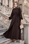 Buckle Detailed Tied Ayrobin Dress Bitter Coffee Hm2907 - 6