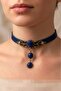 Genuine Leather Natural Stone Choker Design Necklace