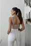 Beige Linen Corset Blouse with Rope Detail - 4