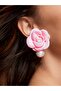 Pink Floral and Pearl Stud Earrings - 3