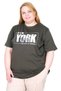Mode XL Real Big Size Women's T-Shirt Bis Collar New York U26119 Haki - 2