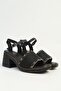 Women's Black Gold Chain Detailed Platform Thick Heeled Stylish Sandals - 3