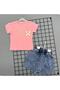Girl's Set with Shorts and Skirt, 100% Cotton, Denim, Super Quality, Travel-Friendly, Top and Bottom Set, 2 Pieces, 21212 - 3