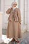 Mink Front-Tie Kimono Skirt Set with Elastic Sleeves