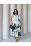 Palm Pattern Dress with Bow Shoulders - 4