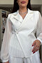 Pile Detailed Sleeves Chiffon Blouse - White - 5