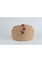 Set of 3 Cotton Knitted Decorative Baskets Jute Color Round Organizer Basket - 2