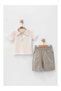 Waffle Knit Polo Collar T-Shirt and Shorts Set (2 Years - 3 Years - 4 Years - 5 Years) - 2
