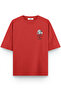 Women's / Men's Semi Oversize T-Shirt Cat Back Print Red T-Shirt 1381 - 2