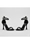 (Özmaçan) Single Band Women's Heeled Sandals Black - 3
