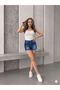 Stone Detailed Women's Denim Shorts - 2