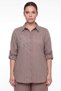 Women's Coffee-Colored Summer Striped Top and Bottom Set with Embroidery Detail - 4