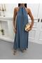 Women's Tencel Fabric Collar Detailed Relaxed Fit Sleeveless Summer Dress - 8