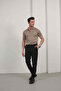 Men's Basic Zippered Polo Collar T-Shirt - 4