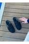 Black Suede (Aiden) Buckle Detail Women's Slippers