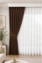 1/3 Regular Pleated Background Curtain Brown 100X250 cm (260/270 Length Options) Single Panel Soft Fabric Modern Decorative Living Room Curtain - 2
