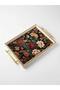 Digital Printed Glass Serving Tray – Efsun Motif, Metal Handle 46X28 cm