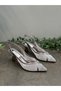Platinum Stone Mesh Heeled Shoes - 3
