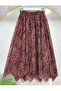 Women's Shawl Patterned Asymmetrical Cut Chiffon Skirt with Elastic Waist - 2