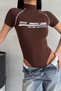 Create Legend Brown Summer Body-Hugging Printed Cotton Bodysuit with Piping Detail and Snap Fasteners - 3