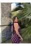 Women's Halter Neck Polka Dot Degaje Collar Drawstring Detailed Midi Length Dress - 2