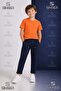 Boys' Plain Trousers with Elastic Waist Lycra Folded Cuffs Style 8.Mdl