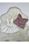 Girl's 2-Piece Set with Adjustable Straps, White Color Salopet & Madonna Collar Blouse Set