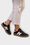 Suede Lace-Up Sneaker Women's Sports Shoes Black - 2