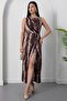 Square Neck Ruched Waist Slit Dress YZC25Y223 - 4