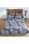 Double Lotus Flower Patterned Multi-Purpose Bedspread & Pique Set with 4 Pillowcases and Elastic Sheets