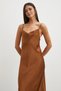 Thin Straps and Back Detail Satin Dress - 2