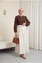 Buttoned Blouse with Bow Detail on the Front and Elastic Sleeves - Brown - 6