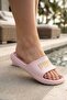 Women's Pink Slippers - Casual and Poolside Sandals with Gold Logo