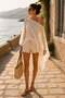 Ecru Cotton Viscose Transparent Pareo Poncho – Summer Beach Top - 5