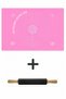Pink Silicone Dough Rolling Mat 45X65 cm + Black Silicone Rolling Pin 42 cm – Non-Slip Non-Stick Dough Set