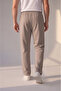Beige Double Ribbed Side Pocket Zippered Comfortable Cut Combed Cotton Sweatpants Straight Leg Casual Sports Sweatpants - 7