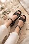 Janessa Original Kri̇stebell Imported Special Series Wool Sole Straw Women's Sandals Black - 2