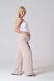 Maternity Stretchy Waistband Adjustable Linen Wide Leg Pants Cream - 6