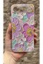 Tecno Spark Slim Compatible Purple Floral Patterned Transparent Shock-Absorbing Camera Protected Clear Case - 2