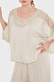 Guipure Detailed Silk Blend Casual Blouse Bluz 690274