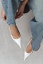 Mehru White Patent Leather Belt Detail Pointed Toe Women's Heeled Shoes - 7