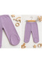 100% Cotton Double Booties Baby Pants Set – White & Lilac - 2