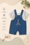 Baby Boy Salopet Set - Summer Baby Combination with Striped T-Shirt - 4