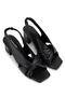 Women's Genuine Leather Black Heeled Shoes - 3