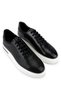 Men's Genuine Leather Black Sneakers & Sports Shoes - 2