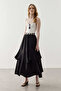 Flounced Draped Skirt Black - 5