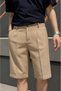 Men'S, Double Pleated, Old Money Culture, Elastic Waist, Regular-Fit, Linen Weave, Cotton Shorts 309 - 4