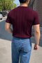 Old Money Fit Crew Neck Striped Knitwear T-Shirt – Slim Fit Premium Brown - 3