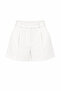 Mini Shorts High Waist White Cotton Fabric - 2