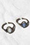 Copper Pure Blue, White Set Adjustable Ring Reflective Trend Fashion Rings - 2